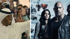 جونسون في الزي الخليجي للترويج لFast and Furious 8