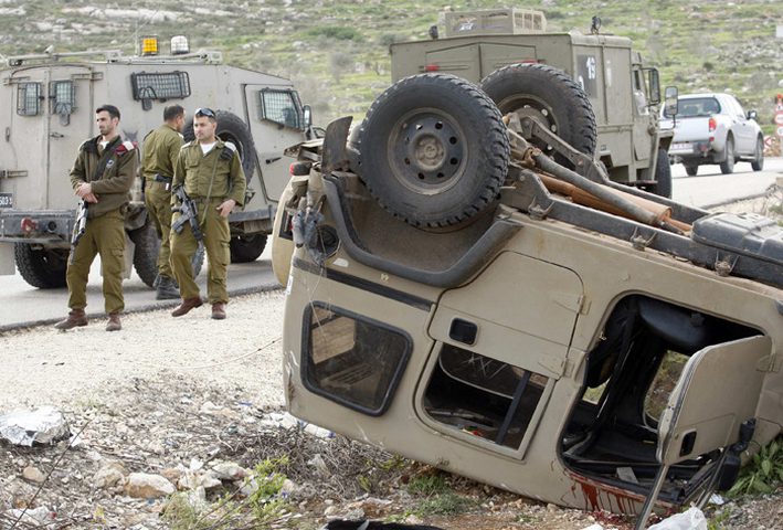 إصابة جنديين اثر انقلاب جيب اسرائيلي في بيت لحم