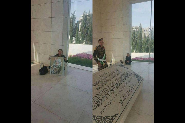 فدوى البرغوثي تعتصم قرب ضريح الشهيد أبو عمار (صور)