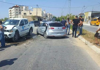 ثلاث إصابات في حادث سير مع مركبة شرطة جنوب نابلس "صور"