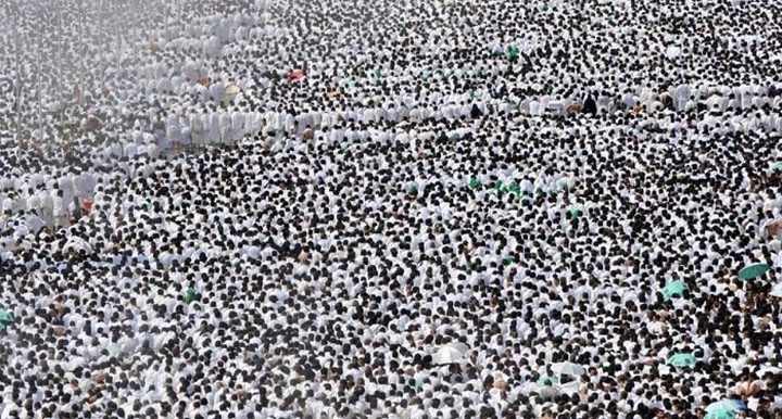 الحجاج يؤدون صلاتي الظهر والعصر بمسجد نمرة بعرفات (صور)