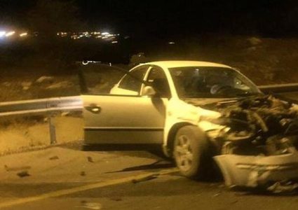 إصابة خمسة مواطنين بحادث سير مروع في نابلس