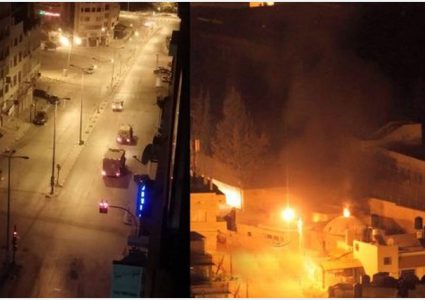 إصابة شابين وإحراق مركبة للمستوطنين بنابلس