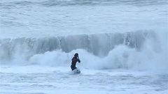 بالصور- خاطرت بحياتها لإنقاذ كلبها من الأمواج العالية