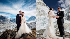 أغرب زفاف يقام على أعلى قمة في العالم