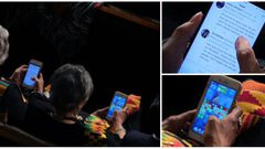 بالصور.... عضوات بالكونغرس الأميريكي يلعبن "كاندي كراش" ويتابعن تويتر خلال خطاب ترامب