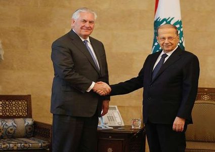 عون لتيلرسون: متمسكون بحدودنا ونرفض الاعتداءات الإسرائيلية