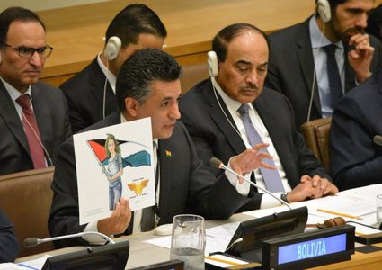 سفير بوليفيا يرفع صورة عهد التميمي في مجلس الأمن