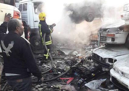 بالصور: اندلاع حريق هائل في نابلس