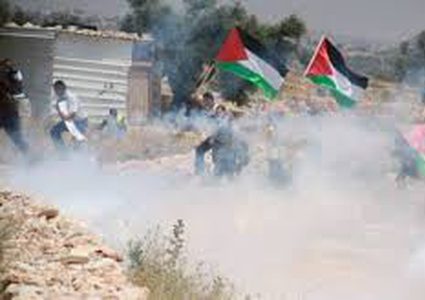 إصابة بعيار معدني وحالات اختناق خلال قمع الاحتلال لفعالية زراعة أشجار