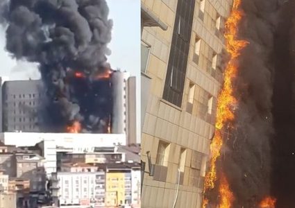 فيديو: حريق ضخم يلتهم مستشفى في إسطنبول