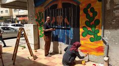 جدارية يوم الأسير الفلسطيني في جنين