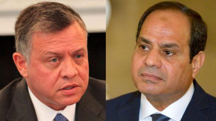 الرئيس السيسي والملك عبدالله يبحثان تطورات القضية الفلسطينية