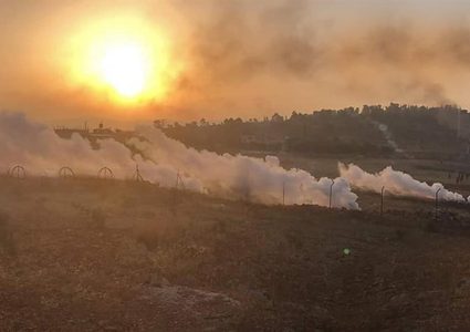 إحراق برج مراقبة عسكري عند مدخل النبي صالح