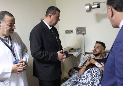 السفير دياب اللوح يزور الجرحى الجدد في مستشفى الهرم التخصصي