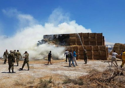 حريق كبير في ناحل عوز شرق غزة بفعل بالون حارق