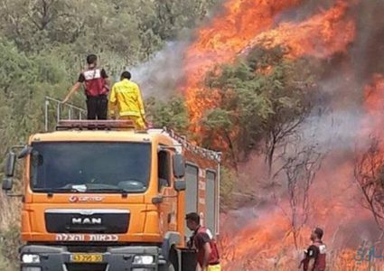 اندلاع حريق في كيبوتس "زيمورات" شرق قطاع غزة