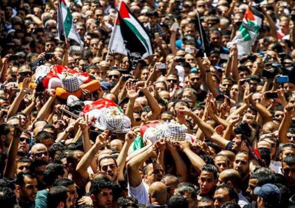 تشييع جثامين 4 شهداء قضوا بنيران الاحتلال في غزة