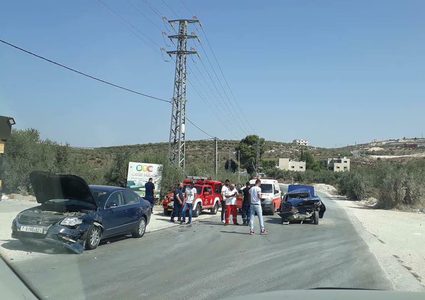 حادث سير على طريق صرّة غرب نابلس