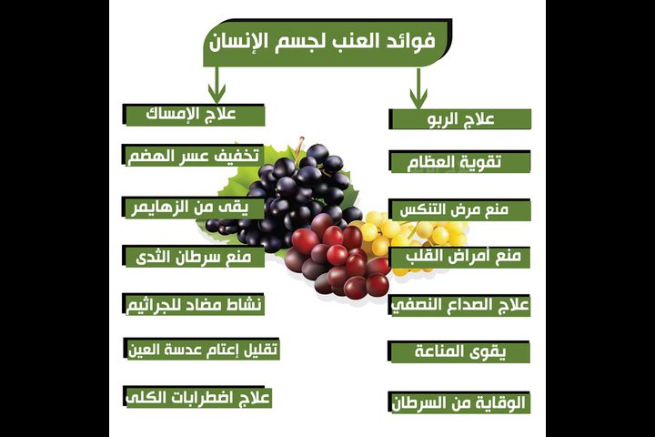 فوائد العنب لجسم الانسان