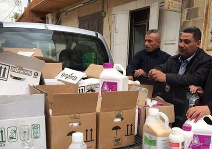 ضبط مبيدات زراعية ممنوعة من التداول في طوباس