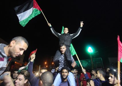 احتفال في قطاع غزة بعد انتهاء العدوان الإسرائيلي