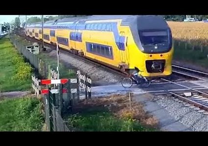 دراج ينجو بأعجوبة من قطار مسرع!