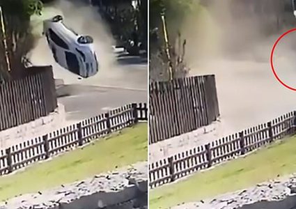 نجاة امرأة من الموت مرتين في غضون ثوان