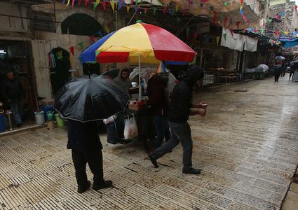 اجواء المنخفض الجوي في مدينة نابلس