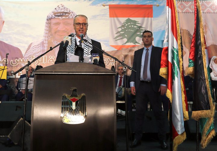 رئيس الوزراء يشهد فرحة وطنية فلسطينية لبنانية، في صيدا بلبنان، حيث شارك ونيابة عن الرئيس محمود عباس، في العرس الجماعي الفلسطيني- اللبناني