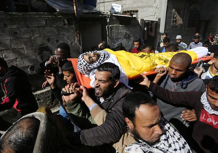 تشييع جثمان الشهيد النباهين وسط قطاع غزة