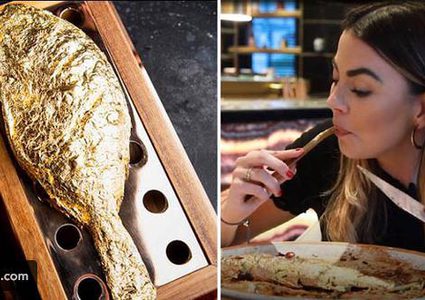 مطعم عربي يتفنن في تقديم طبق سمك مطلي بذهب عيار 23