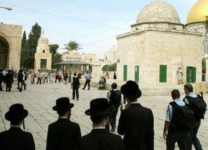 مستوطنون يؤدون صلوات تلمودية عند باب حطة بالأقصى