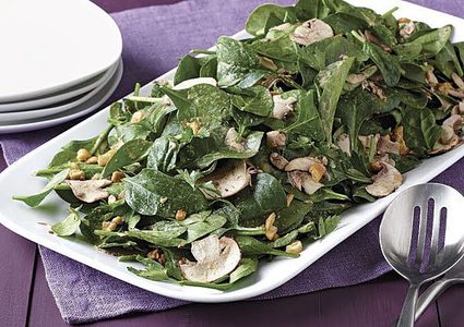 سبانخ مقلي مع الفطر