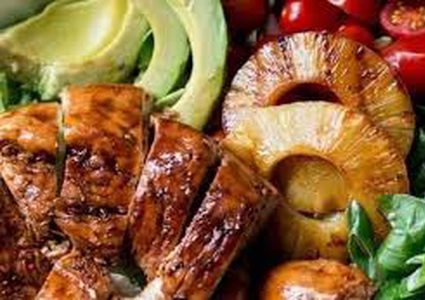 دجاج مشوي بصلصة الاناناس الحارة