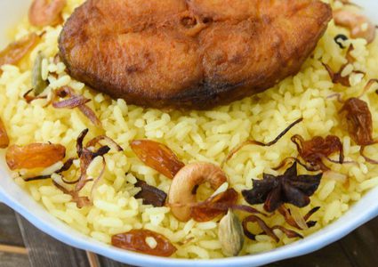 سمك بوري مشوي مع أرز صيادية