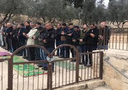 العشرات يؤدون صلاتي المغرب والعشاء في "باب الرحمة"