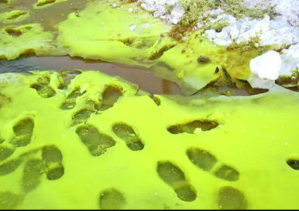 بعد الثلج الأسود.. مدينة روسية مغطاه بالثلج الأخضر الفوسفوري!