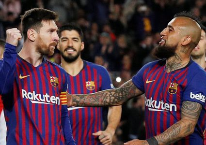 قطار برشلونة يدهس رايو فاليكانو بثلاثية