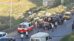 4 اصابات في حادث سير مروع على مدخل دير ابو مشعل شمال رام الله