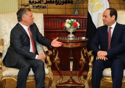 الملك عبد الله والسيسي يؤكدان ضرورة تكثيف الجهود لدعم فلسطين