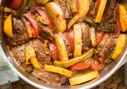 صينية الكفتة بالبطاطس والباذنجان