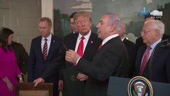 تنديدٌ دولي بعد توقيع ترامب رسمياً أن الجولان تحت سيادة اسرائيل