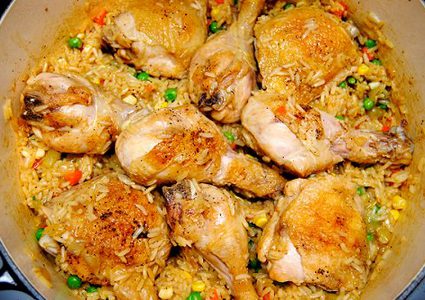 صينية أورزو باللحم في الفرن