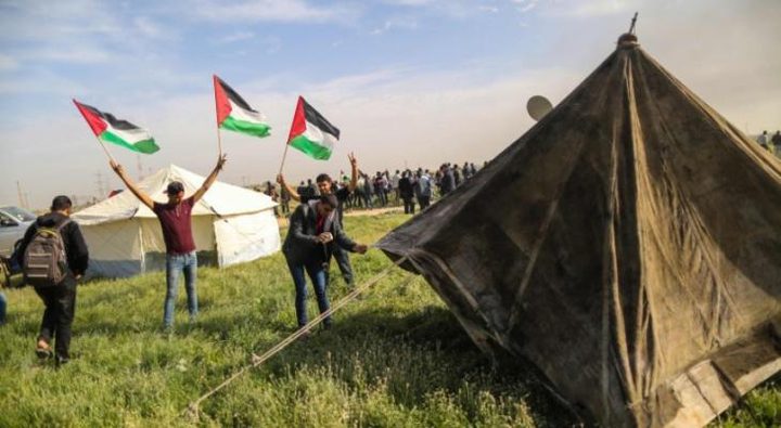 الاحتلال يطلق النار تجاه خيام العودة قرب حدود  غزة