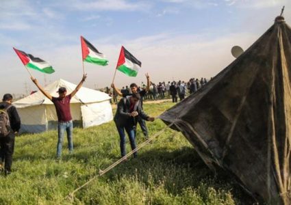 الاحتلال يطلق النار تجاه خيام العودة قرب حدود  غزة