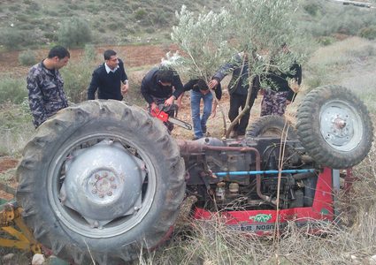 مصرع مواطن جراء انقلاب جرار زراعي جنوب جنين