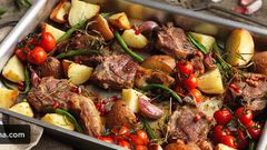 لحم خروف مطبوخ مع البطاطس..