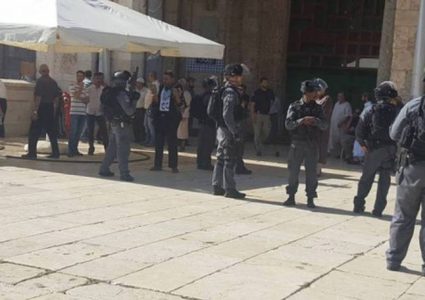 مستوطنون يقتحمون الاقصى ويخلعون غراس زيتون