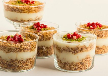 حلى كاسات الكنافة بالقشطة